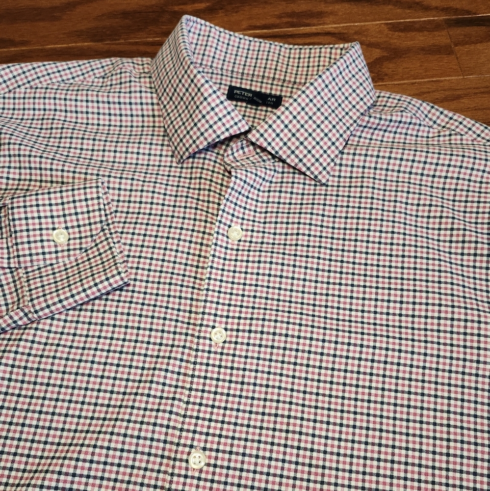 Peter‎ Millar Crown Crafted Men's Checked Performance Button-Up Size XXL